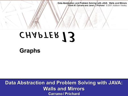 Data Abstraction and Problem Solving with JAVA Walls and Mirrors Frank M. Carrano and Janet J. Prichard © 2001 Addison Wesley Data Abstraction and Problem.