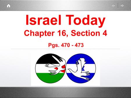 Israel Today Chapter 16, Section 4 Pgs. 470 - 473.