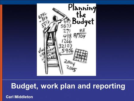 Budget, work plan and reporting Carl Middleton. Budgeting Total budget available is up to US$15,000 Up to US$7,500 is offered as an honorarium for the.