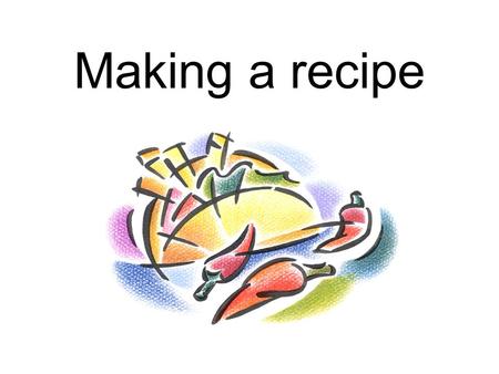 Making a recipe. Read and remember Potato bacon sugar Oil cucumber butter Tomato flour onion Garlic cheese egg Lettuce cream salt Pepper mayonnaise bread.