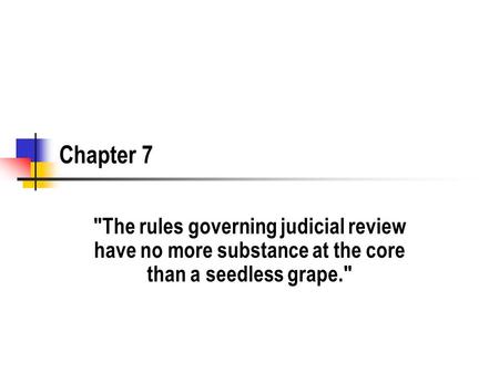 Chapter 7 The rules governing judicial review have no more substance at the core than a seedless grape.