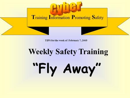 T raining I nformation P romoting S afety Weekly Safety Training “Fly Away” TIPS for the week of February 7, 2005.