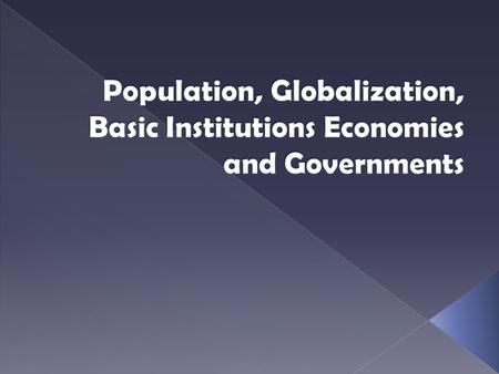  How does population affect our society?  Overpopulation, pollution, Business types of transportation, number of schools  What factors influence a.