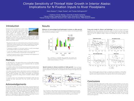 Climate Sensitivity of Thinleaf Alder Growth in Interior Alaska: Implications for N-Fixation Inputs to River Floodplains Dana Nossov 1,2, Roger Ruess 1,