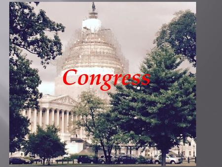 Congress.  Senate: Two Senators per state regardless of population (2 x 50 = 100). Six-year terms.  House of Representatives: Based on population but.