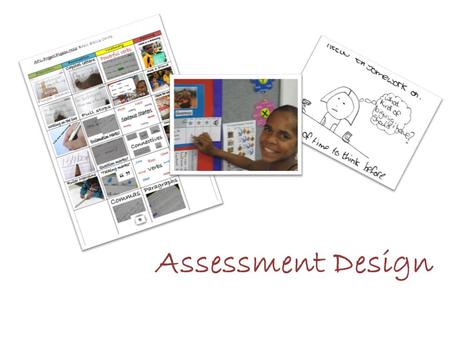 Assessment Design. Four Professional Learning Modules 1.Unpacking the AC achievement standards 2.Validity and reliability of assessments 3. Confirming.