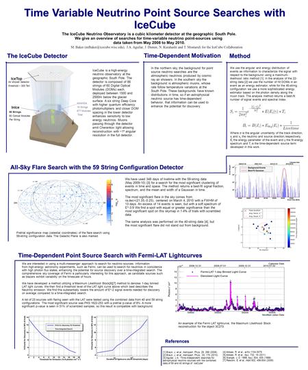 The IceCube Neutrino Observatory is a cubic kilometer detector at the geographic South Pole. We give an overview of searches for time-variable neutrino.