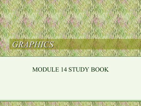 GRAPHICS MODULE 14 STUDY BOOK. Graphic commands SCREEN - puts the screen into graphics mode WINDOW - allows scaling of the screen LINE - 3 formats –LINE.