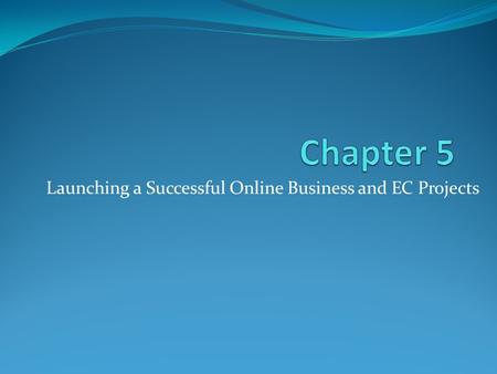 Launching a Successful Online Business and EC Projects.