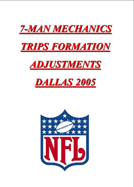 3 0 4 0 5 0 4 0 3 0 4 0 5 0 4 0 3 0 COACHES AREA 7-MAN MECHANICS TRIPS FORMATION ADJUSTMENTS DALLAS 2005.