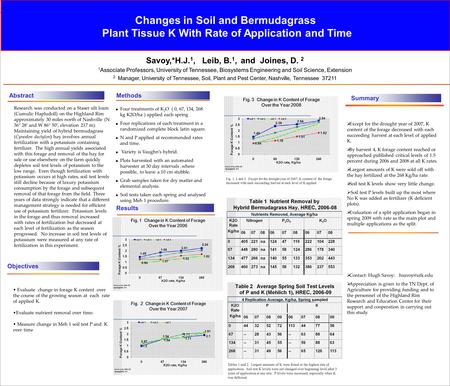 Savoy,*H.J. 1, Leib, B. 1, and Joines, D. 2 1 Associate Professors, University of Tennessee, Biosystems Engineering and Soil Science, Extension 2. Manager,