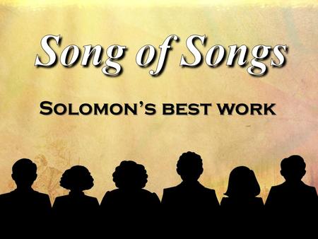 1 Solomon’s best work. 2 3 Allegory ▫ Christ & the Church Celebration ▫ Sex is good or fun ! ! Manual ▫ Six E-Z Steps Allegory Celebration Manual.