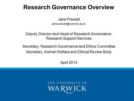 Research Governance Overview