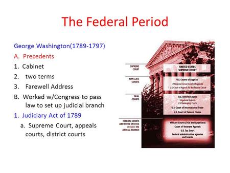 The Federal Period George Washington( ) A. Precedents