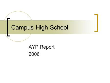 Campus High School AYP Report 2006. Mission The mission of Campus High School is to prepare students to be life-long learners and responsible, contributing.