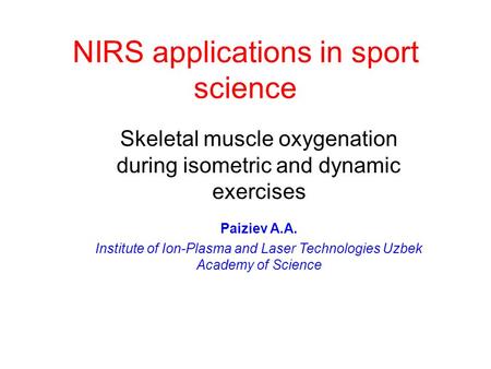 NIRS applications in sport science