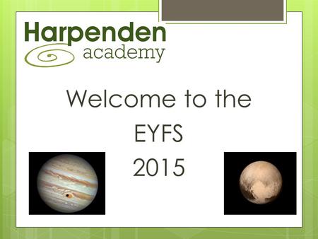 Welcome to the EYFS 2015. Our Team  Karen – Early Years Leader  Jenny – Teacher  Caroline – APP Teacher cover (Wednesday morning)  Anne - Montessori.