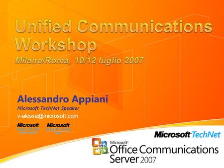 Alessandro Appiani Microsoft TechNet Speaker