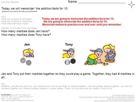 DataWORKS Educational Research (800) 495-1550  ©2011 All rights reserved. Comments? 1st Grade Number Sense.