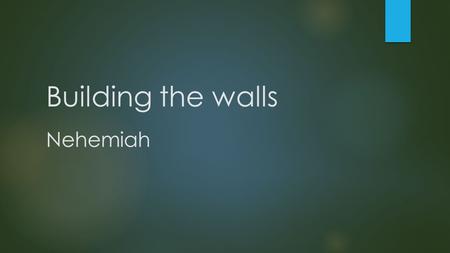 Building the walls Nehemiah