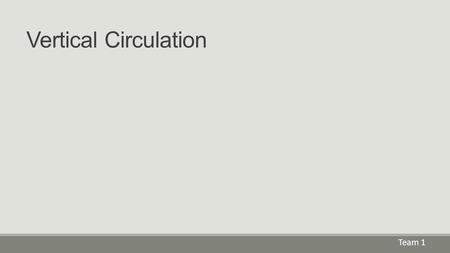 Team 1 Vertical Circulation. Team Members Team 1 Marie BaretskyRobert Davis David Encarnacion Hadiza Djibring.