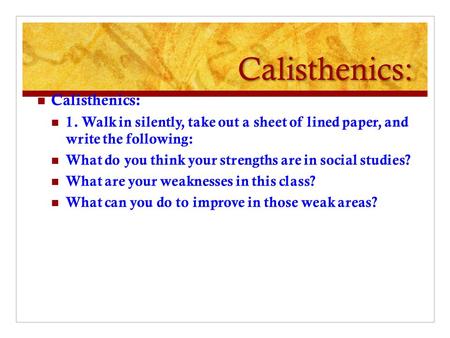 Calisthenics: Calisthenics: