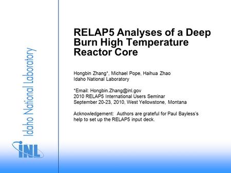 RELAP5 Analyses of a Deep Burn High Temperature Reactor Core