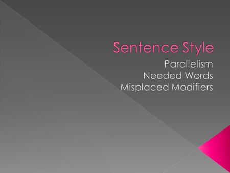 Parallel structure means using the same pattern of words to show that two or more ideas have the same level of importance. This can happen at the word,