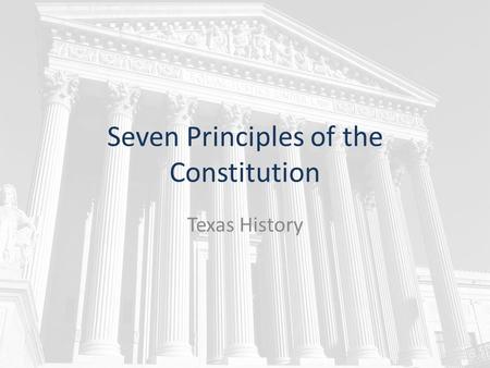 Seven Principles of the Constitution