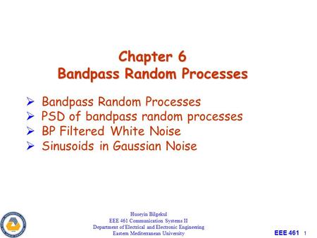 Chapter 6 Bandpass Random Processes