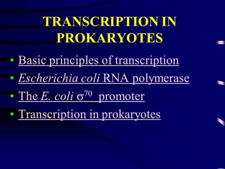 TRANSCRIPTION IN PROKARYOTES