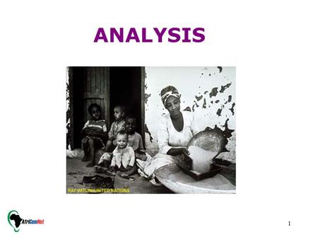 1 ANALYSIS. 2 Presentation Objectives By the end of this session you should be able to: Explain the importance of analysis to developing an effective.