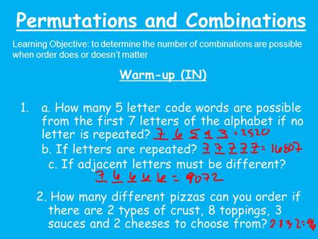 Permutations and Combinations