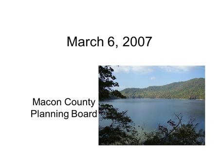 March 6, 2007 Macon County Planning Board. Subdivision Exemptions SUBDIVISION. A subdivision means all divisions of a tract or parcel of land into two.