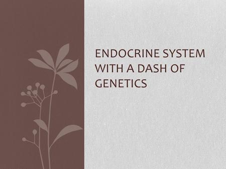 Endocrine system with a dash of genetics