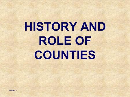 HISTORY AND ROLE OF COUNTIES 50440457.1.