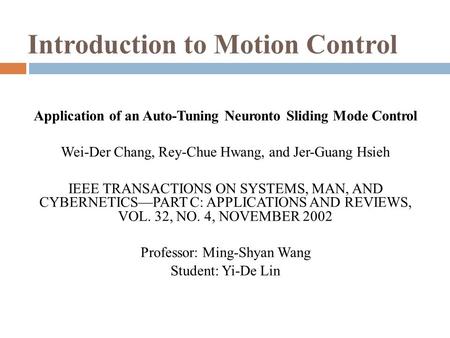 Introduction to Motion Control