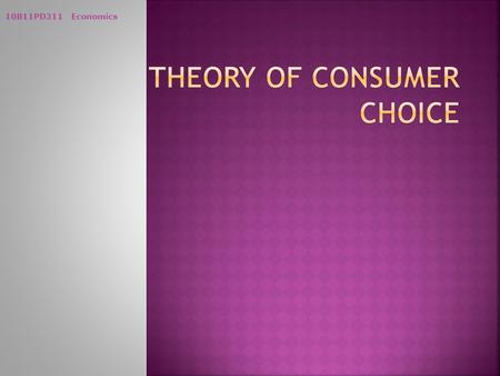 THEORY OF CONSUMER CHOICE