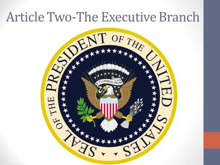 Article Two-The Executive Branch. Democratic Candidates Barack Obama-46 years old-4 years Senator-Illinois Joe Biden-65 years old-36 years Senator-Delaware.