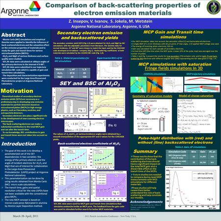 March 28-April, 2011 2011 Particle Acceleratior Conference - New York, U.S.A. Comparison of back-scattering properties of electron emission materials Abstract.