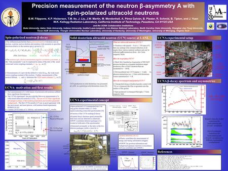 Precision measurement of the neutron β-asymmetry A with spin-polarized ultracold neutrons B.W. Filippone, K.P. Hickerson, T.M. Ito, J. Liu, J.W. Martin,