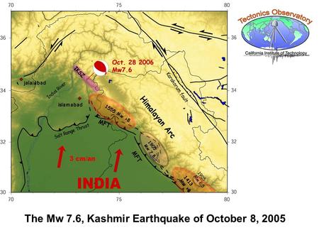 The Mw 7.6, Kashmir Earthquake of October 8, 2005.