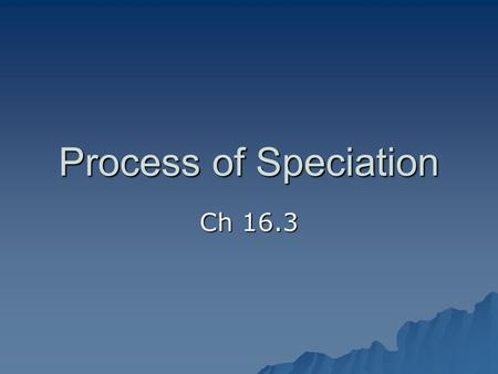 Process of Speciation Ch 16.3.