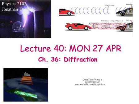 Lecture 40: MON 27 APR Ch. 36: Diffraction Physics 2102