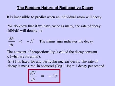 The Random Nature of Radioactive Decay