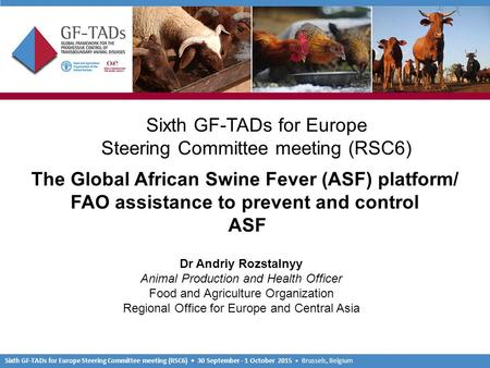 Sixth GF-TADs for Europe Steering Committee meeting (RSC6) 30 September - 1 October 2015 Brussels, Belgium Sixth GF-TADs for Europe Steering Committee.