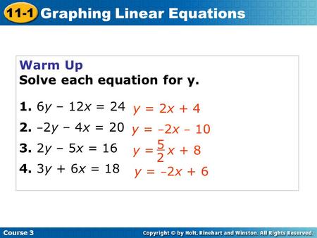 Graphing Linear Equations