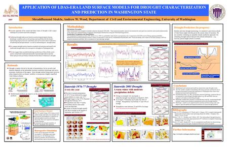 Drought Prediction (In progress) Besides real-time drought monitoring, it is essential to provide an utlook of what future might look like given the current.