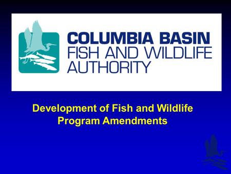 Development of Fish and Wildlife Program Amendments.