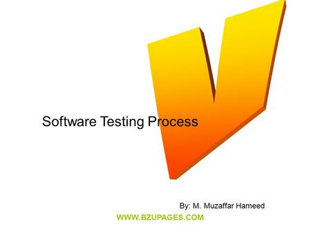 WWW.BZUPAGES.COM Software Testing Process By: M. Muzaffar Hameed.